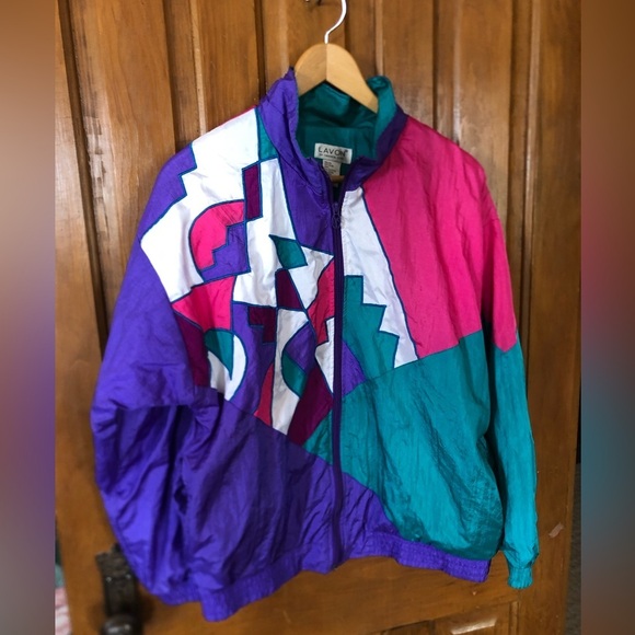 80s Colourful Geometric Windbreaker Jacket - Picture 1 of 13